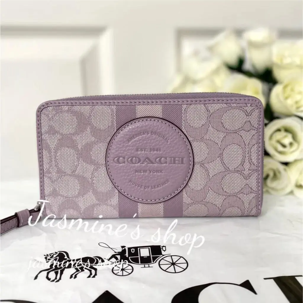 Dempsey Large Phone Wallet In Signature Jacquard with Stripe and  c9073/ soft Lilac by Coach