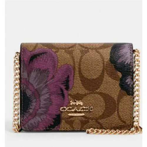 Kaffe Choices: Signature Crossbody Options Chain Mini or Fold-over Mini Crossbody/Wallet Signature Canvas Brown multi by Coach
