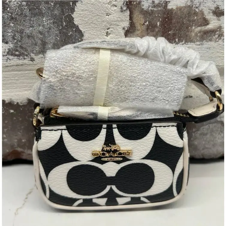 BN  Mini Nolita Bag Charm SIGNATURE CANVAS (COACH CP363) GOLD/BLACK MULTI by Coach