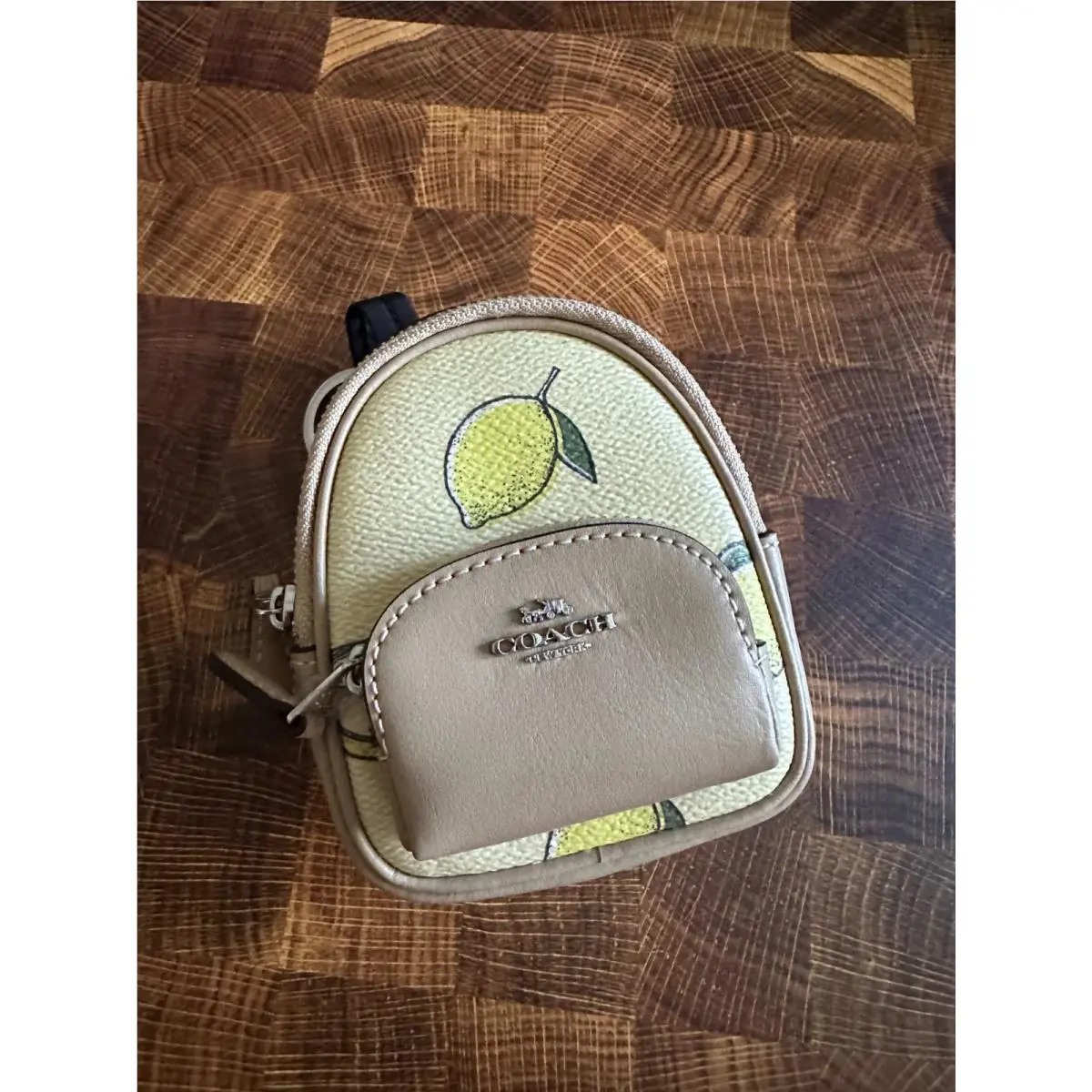 Mini Court Backpack Bag Charm Lemon Print CAP03 by Coach