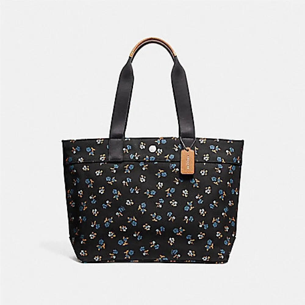 Coach Black Multi Large Floral Print Canvas Tote F25903