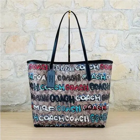 Graphic  X Mint/tote Bag In Signature Leather Khaki/wallet Option Handbag by Coach