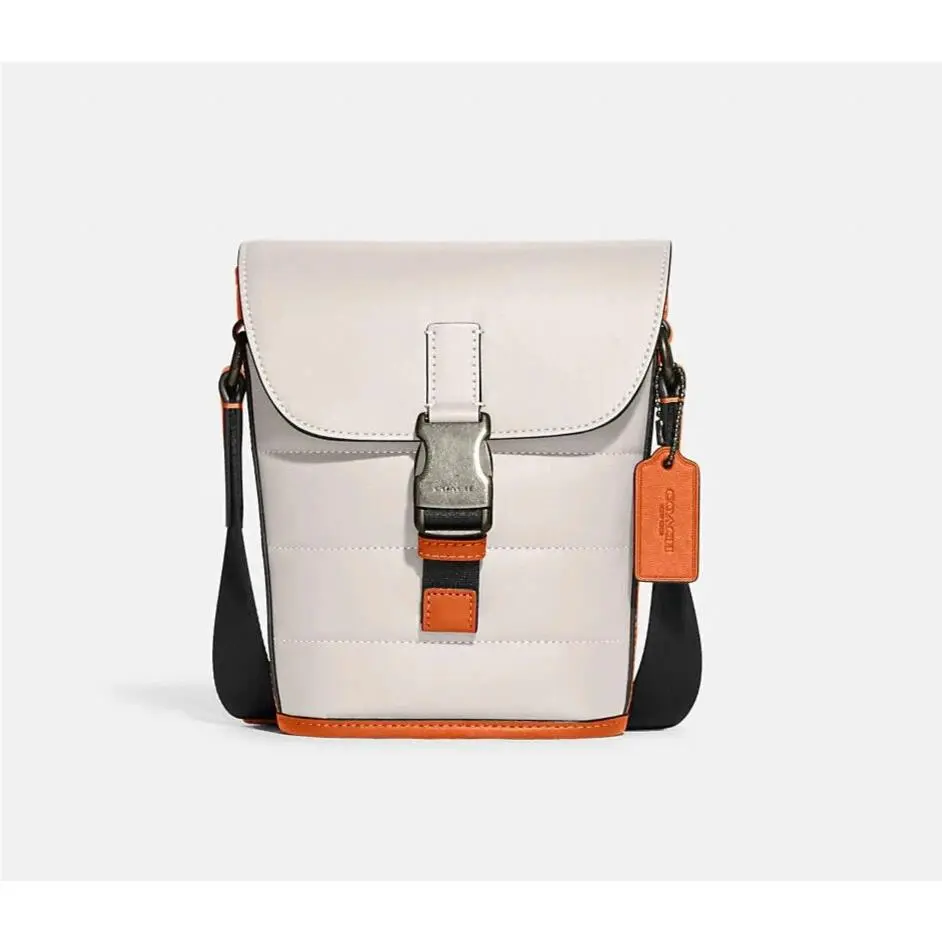 Coach Men`s Track Small Flap Crossbody In Colorblock Signature Canvas
