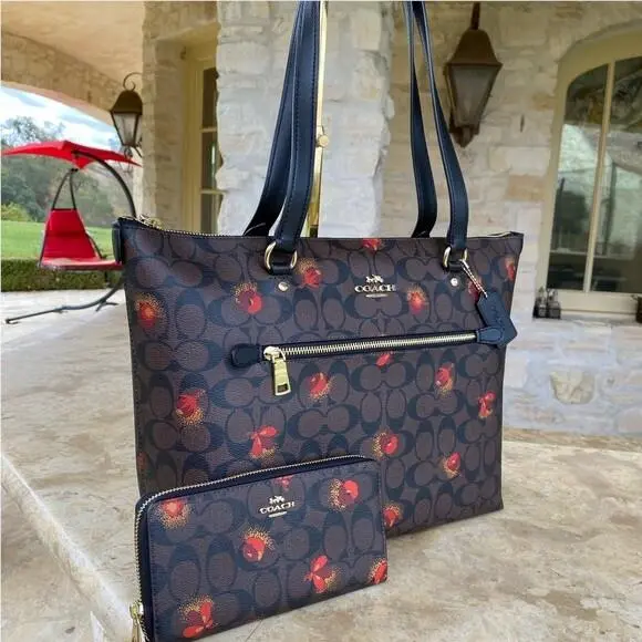 Gallery Pop Floral Signature Handbag Tote Wallet Wristlet Options Girl handbag+wallet by Coach