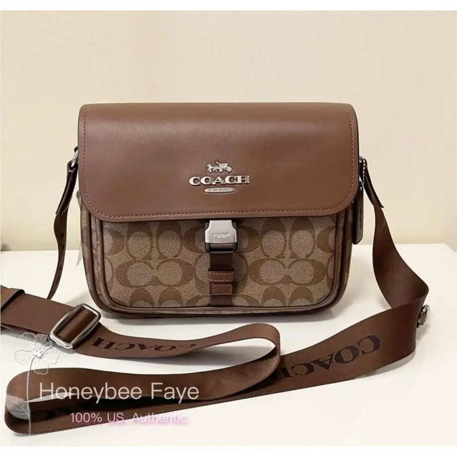 Coach Pace Messenger Bag In Signature Canvas CR131 Khahi/saddle