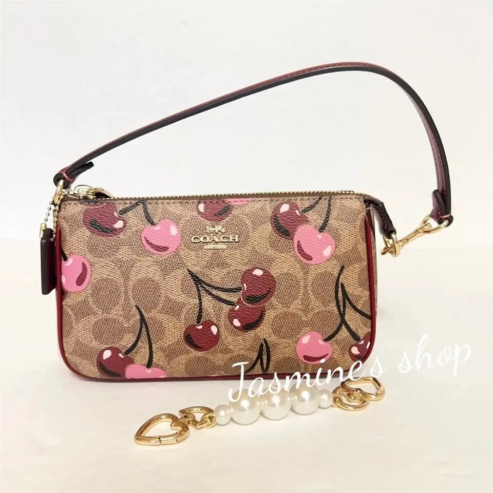 Nolita 19 In Signature Canvas with Cherry Print CZ011/CZ012 CZ011 bag +pearl chain by Coach