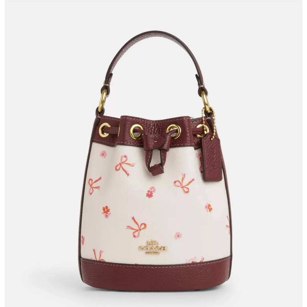 Dempsey Drawstring Bucket Bag 15 with Bow/star and Snowflake Print by Coach