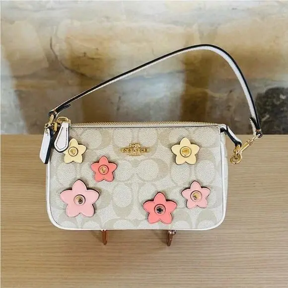 Darcie Satchel Signature Canvas w/ Floral Cluster Applic CH344 Ret 478 Wallet by Coach