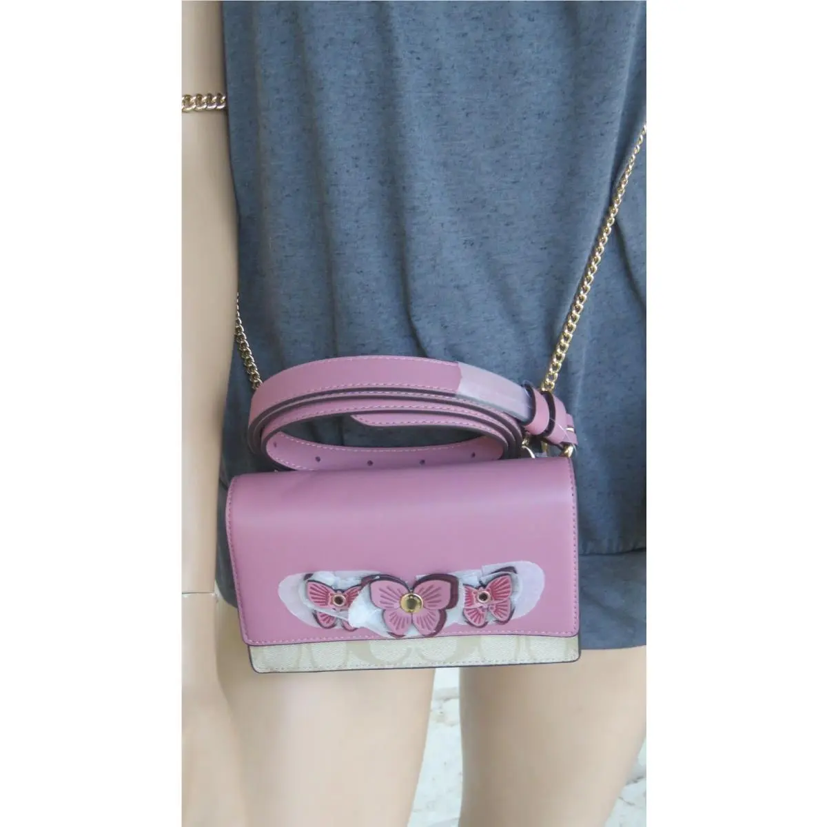 Coach Flap Crossbody/belt Bag with Belt Set s Butterfly Applique Phone Wallet