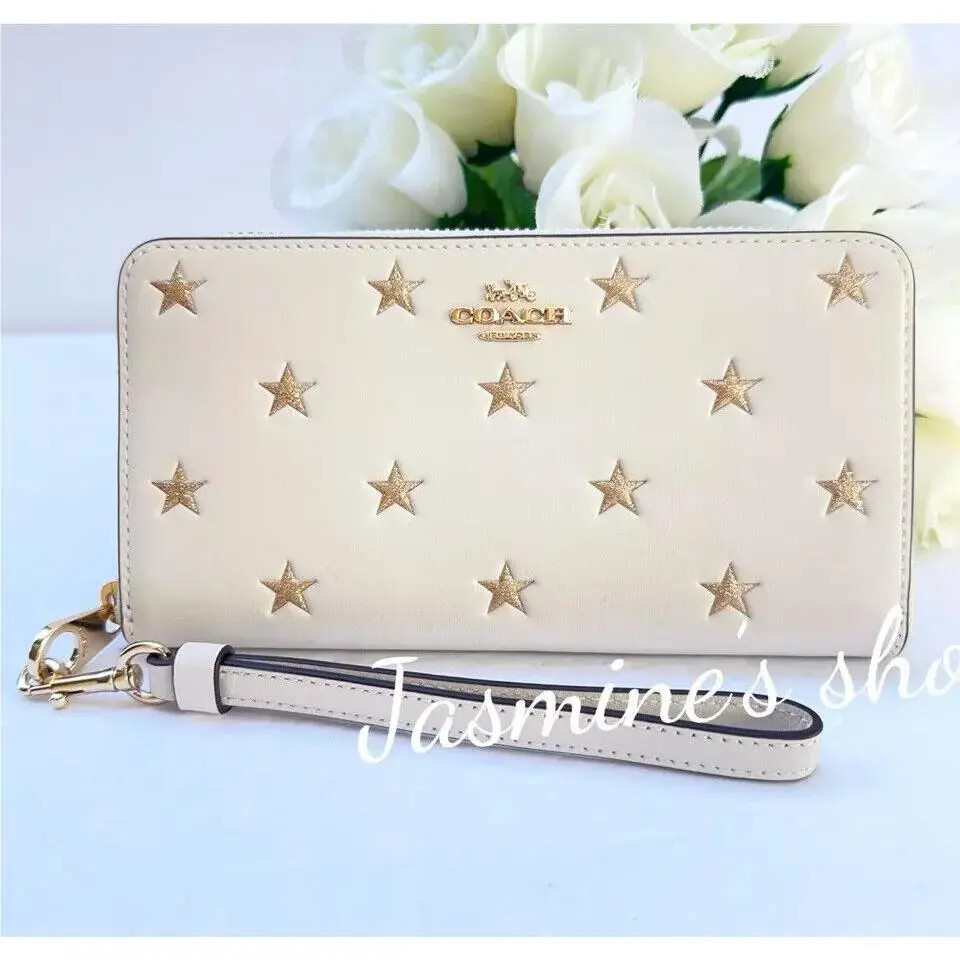 CW479 Long Zip Around Phone Wallet with Star Print Refine Calf Leather CW479/chalk multi by Coach