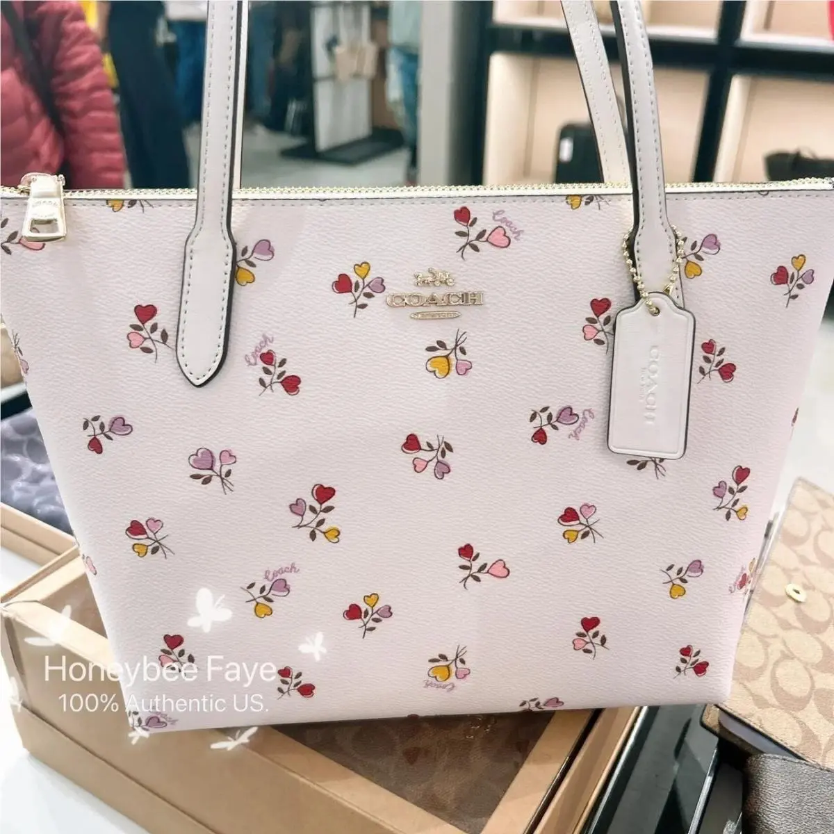 Coach Fiona Zip Tote Bag Floral Print