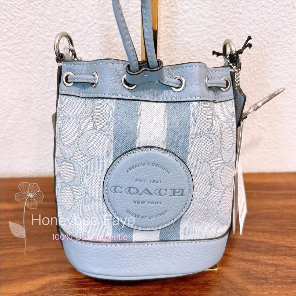 Coach Mini Dempsey Bucket Bag In Signature Jacquard Stripe Patch c8322