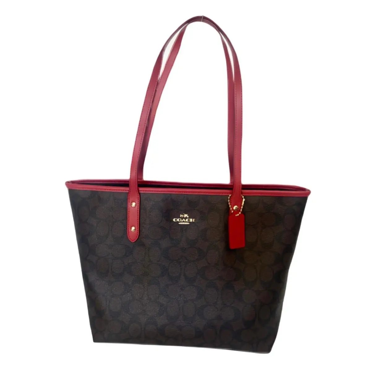 Crossgrain Leather City Zip Tote F58846 F294887 F57522 F38161 F37785 Brown true red by Coach