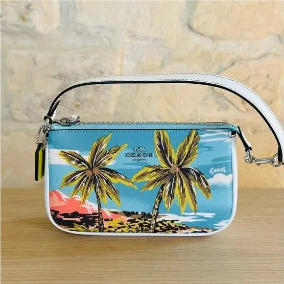 Hawaiian Palm Tree City Shoulder Women`s Tote Leather/ Wallet Option Wallet by Coach