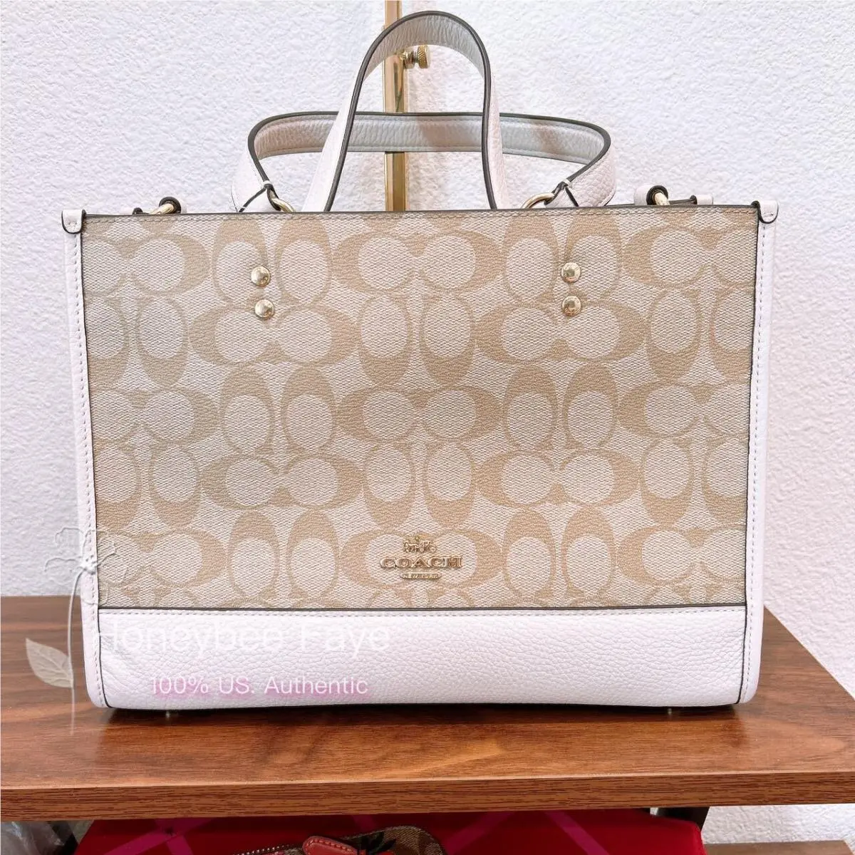 Dempsey 30 Carryall Tote In Signature Jacquard CJ622/CC873/c8448/c8201 1955 Gold/Light Khaki Chalk by Coach