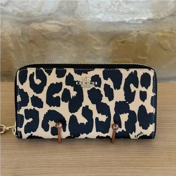 Gallery Tote Signature Canvas Leopard Print Brown Black Bag/wallet Option Wallet by Coach