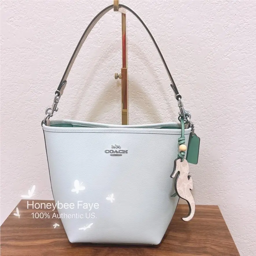 Coach City Bucket Bag In Signature Canvas with Bow / Floral/shell/observed