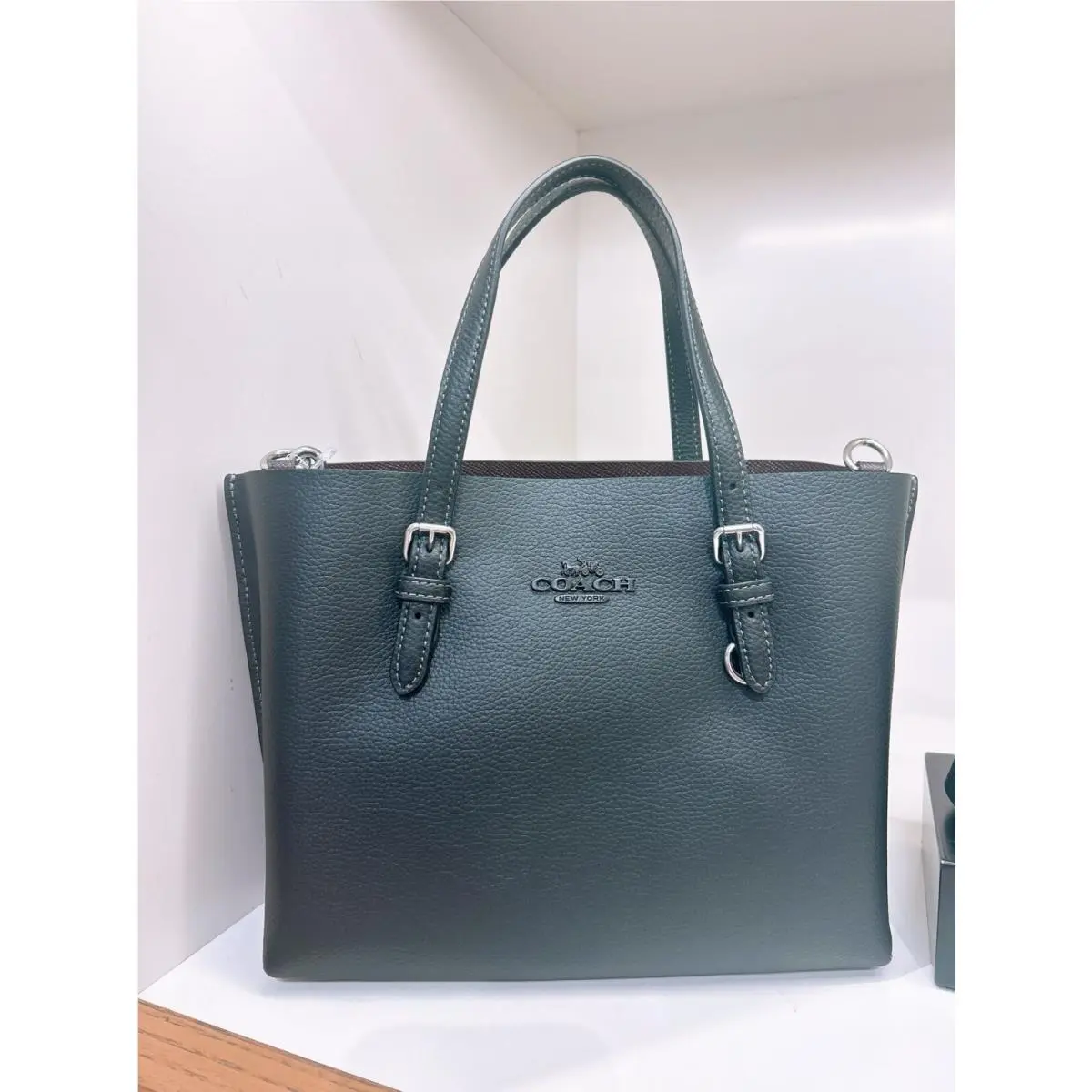Mollie Tote 25 with a Crossbody Strap CV966 Silver/Black by Coach