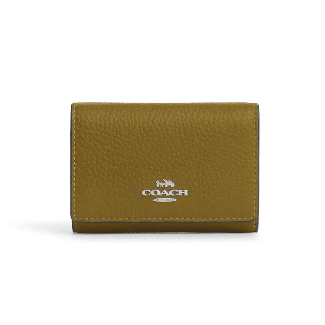 Women`s Micro Trifold Wallet Pebble Leather - Citron - CM238 by Coach