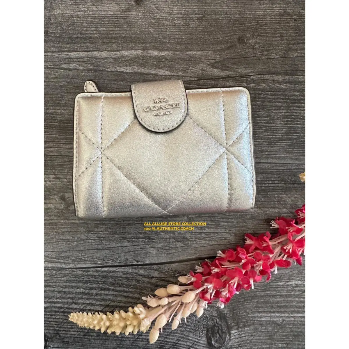 Medium Corner Zip Wallet CM241 CM997 Pick One CM998 METALLIC SILVER by Coach