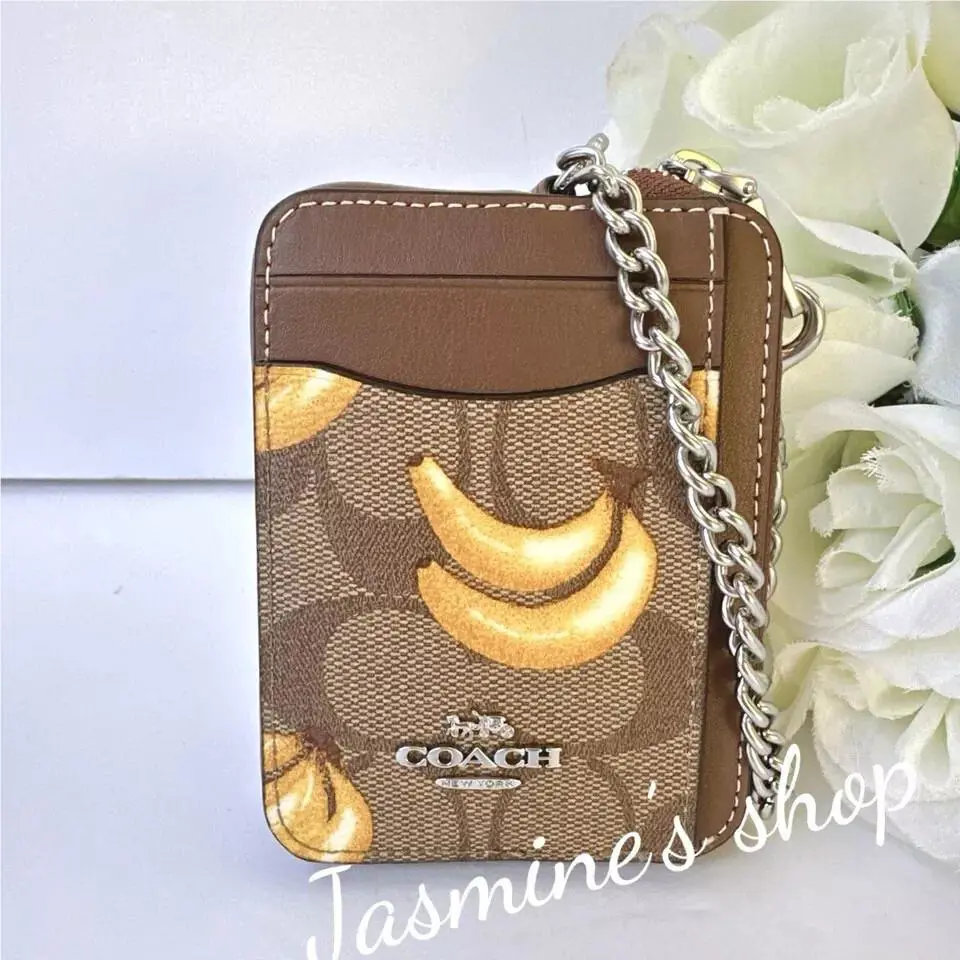 Zip Card Case In Signature Canvas 6303/CW883/CZ468/CW886 Opt CR833/khaki/ dark saddle by Coach