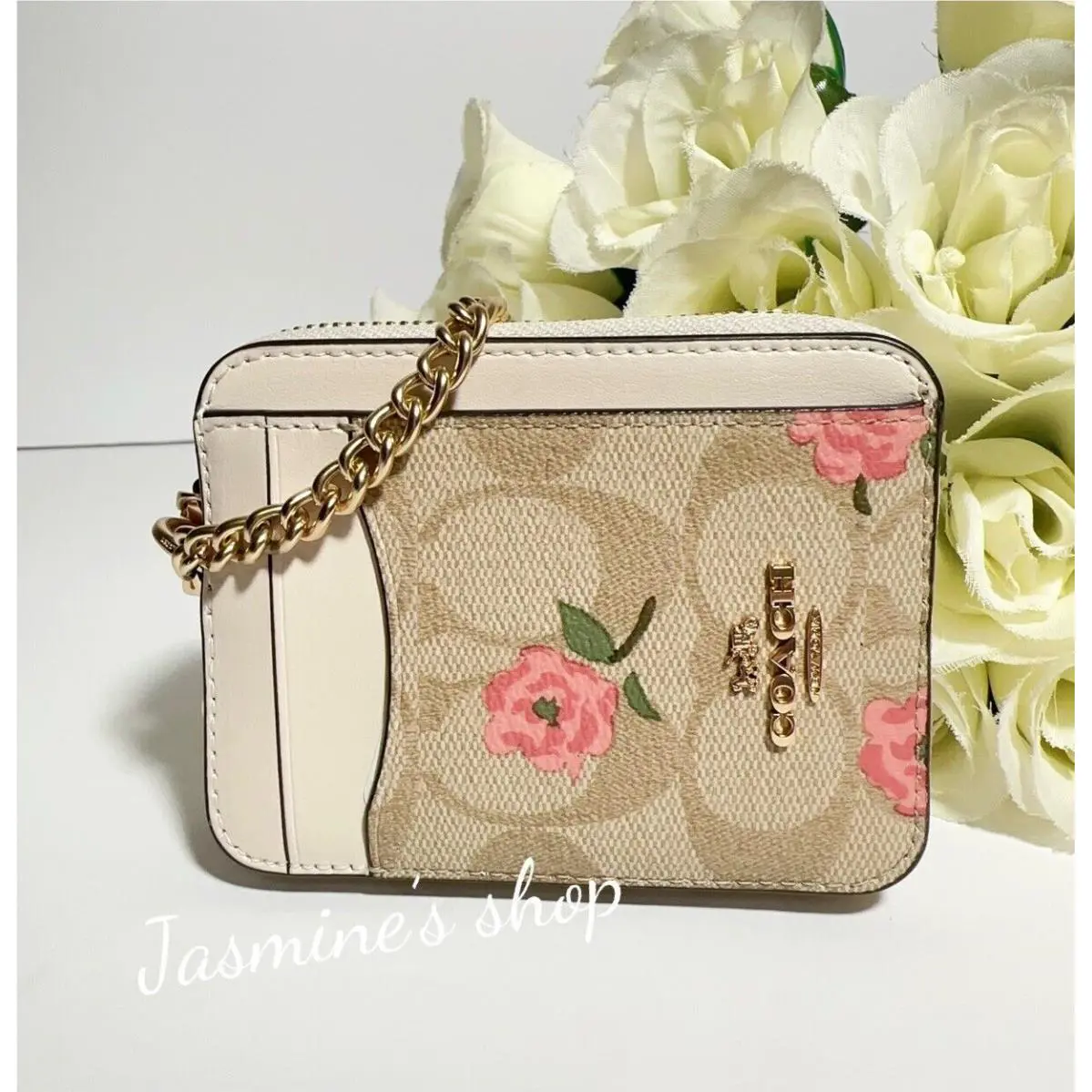 Zip Card Case In Signature Canvas 6303/CW883/CZ468/CW886 Opt CR971/light khaki chalk by Coach