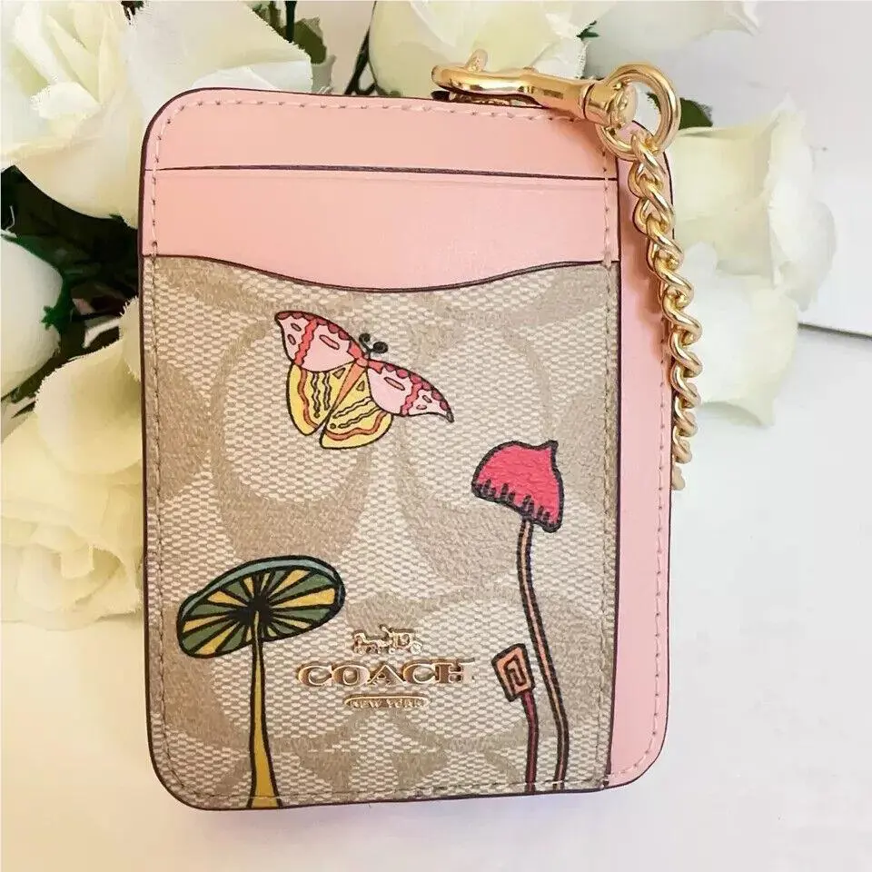Zip Card Case In Signature Canvas 6303/CW883/CZ468/CW886 Opt CU403/Observed/light khaki multi by Coach