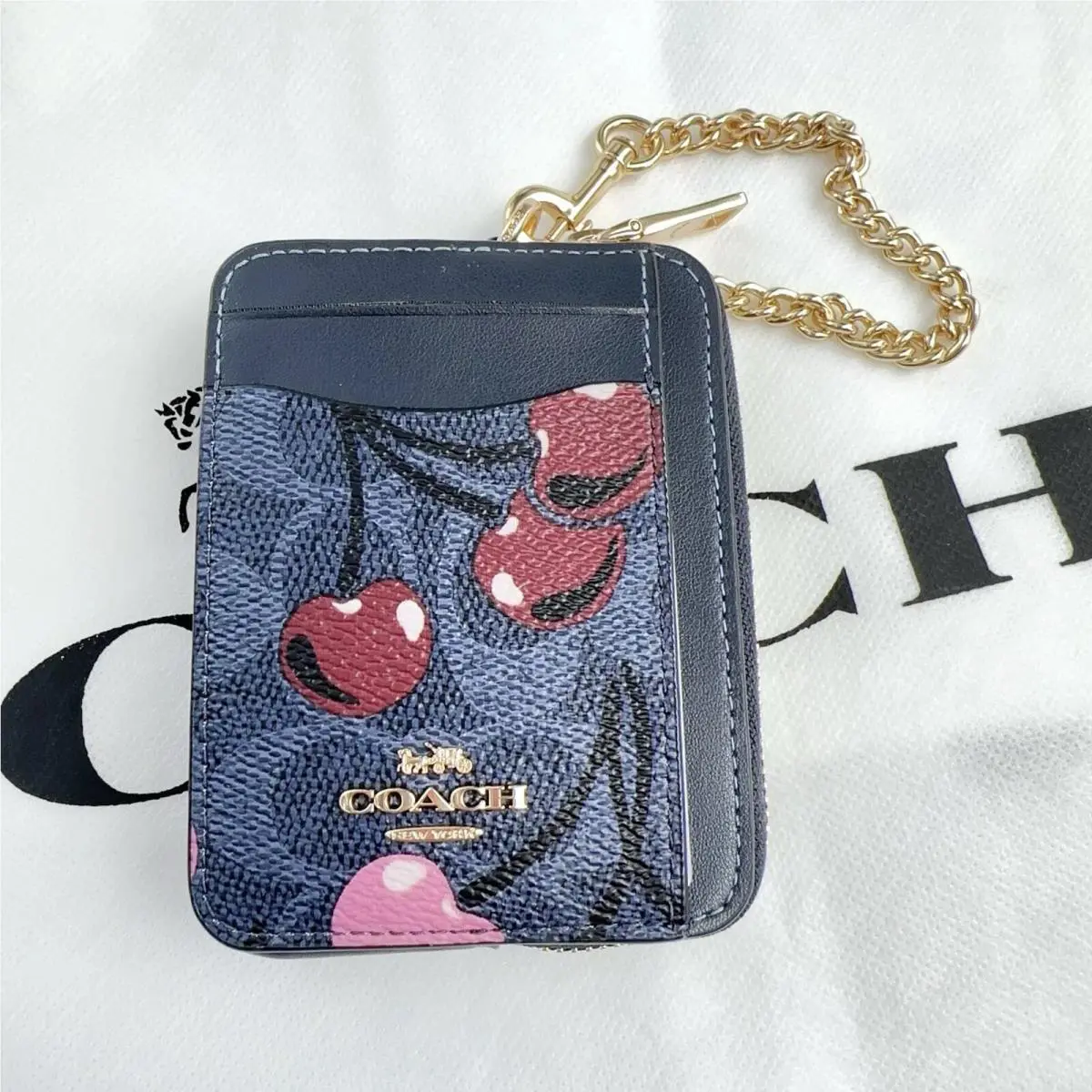 Zip Card Case In Signature Canvas 6303/CW883/CZ468/CW886 Opt CZ468/cherry/denim multi by Coach