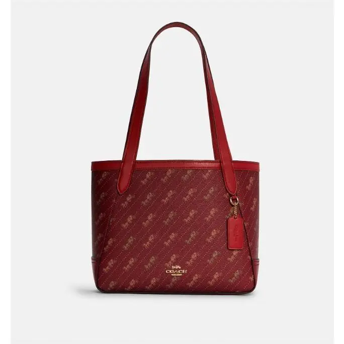 Horse and Carriage Tote 27 with Horse and Carriage Dot Print C4060 Gold/1941 Red by Coach