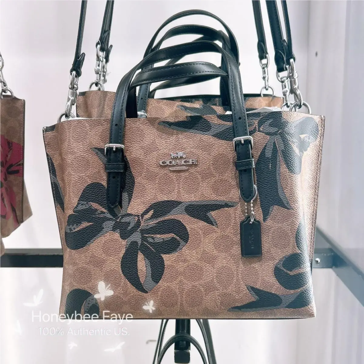 Coach Mollie Tote Bag 25 In Signature Canvas with Bow Print CZ767/CY648