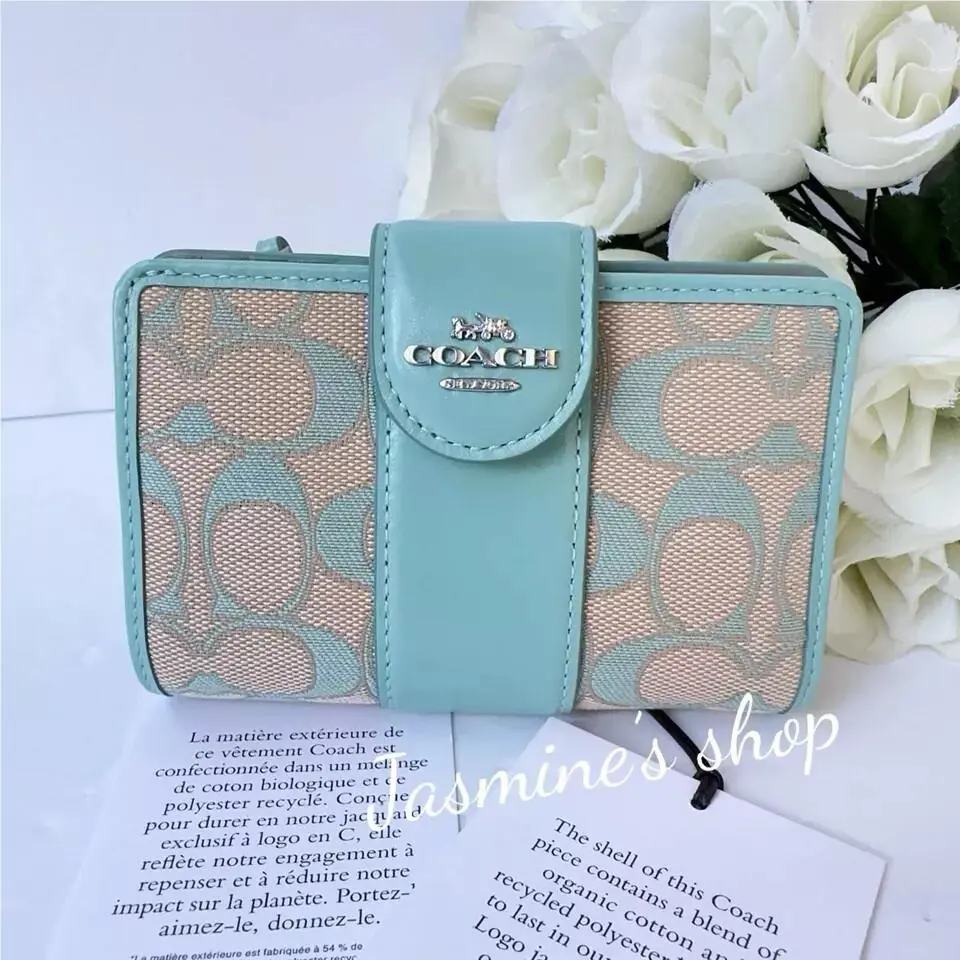 Medium Corner Zip Wallet In Signature Jacquard CT922 CT922/faded blue by Coach