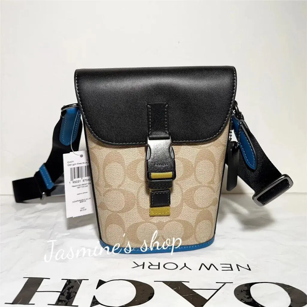 Track Small Flap Crossbody In Colorblock Signature Canvas CH071 CH071 light khaki/blue jay multi by Coach
