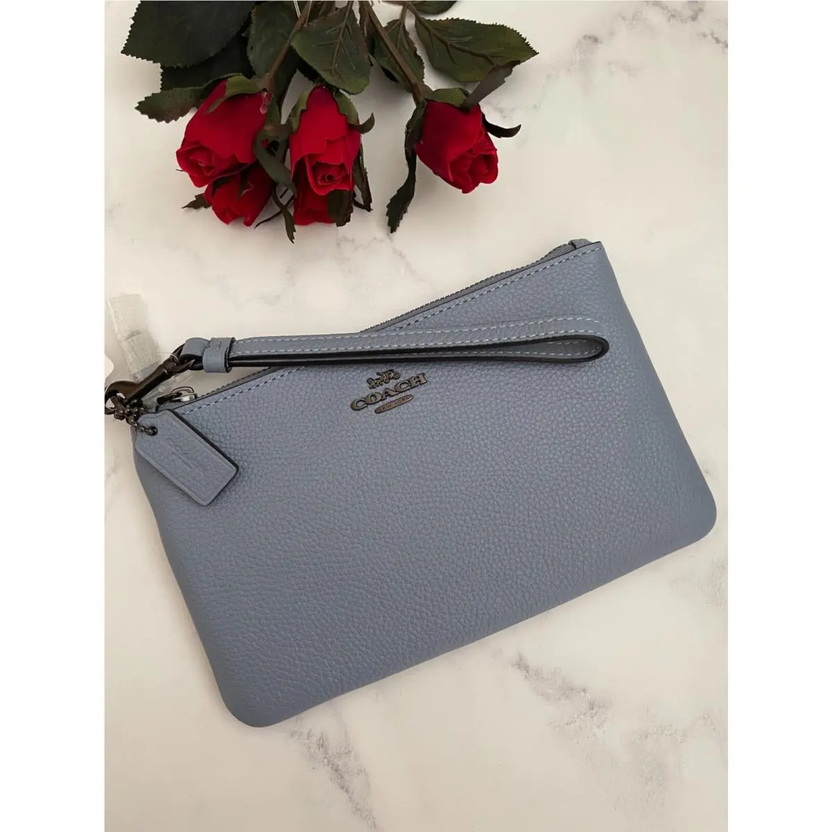 BN  Zip Top Wristlet Pick One 22952 Bluebell by Coach