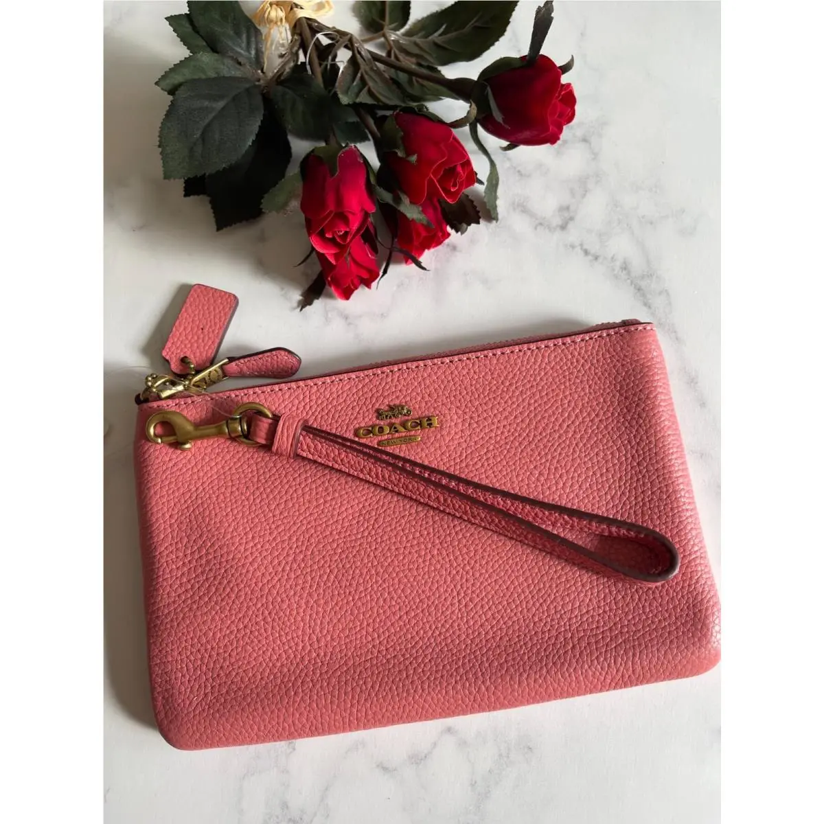 BN  Zip Top Wristlet Pick One 22952 Taffy by Coach