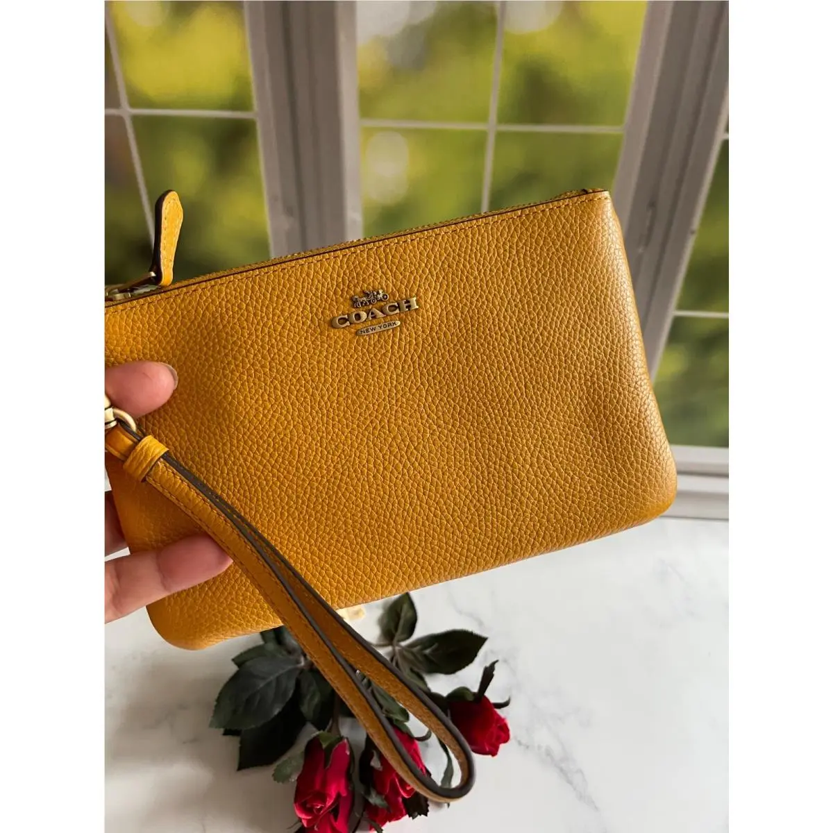 BN  Zip Top Wristlet Pick One 22952 Buttercup Leather by Coach