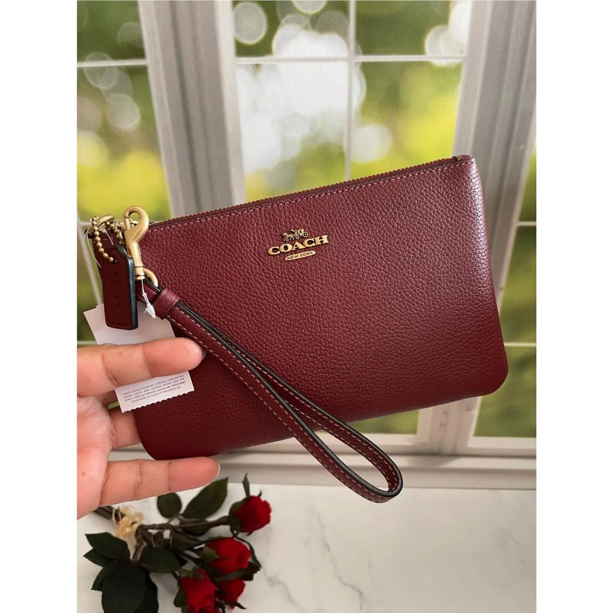 BN  Zip Top Wristlet Pick One 22952 Wine by Coach