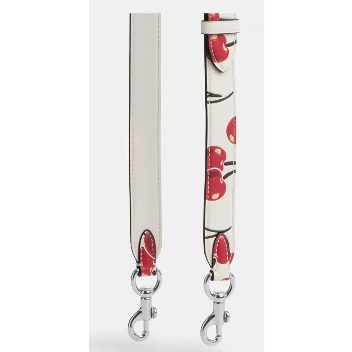 BN  Novelty Guitar Strap Sig Floral Solid Leather Canvas Bag Strap novelty CHERRY PRINT leather/Silver/Chalk Multi by Coach