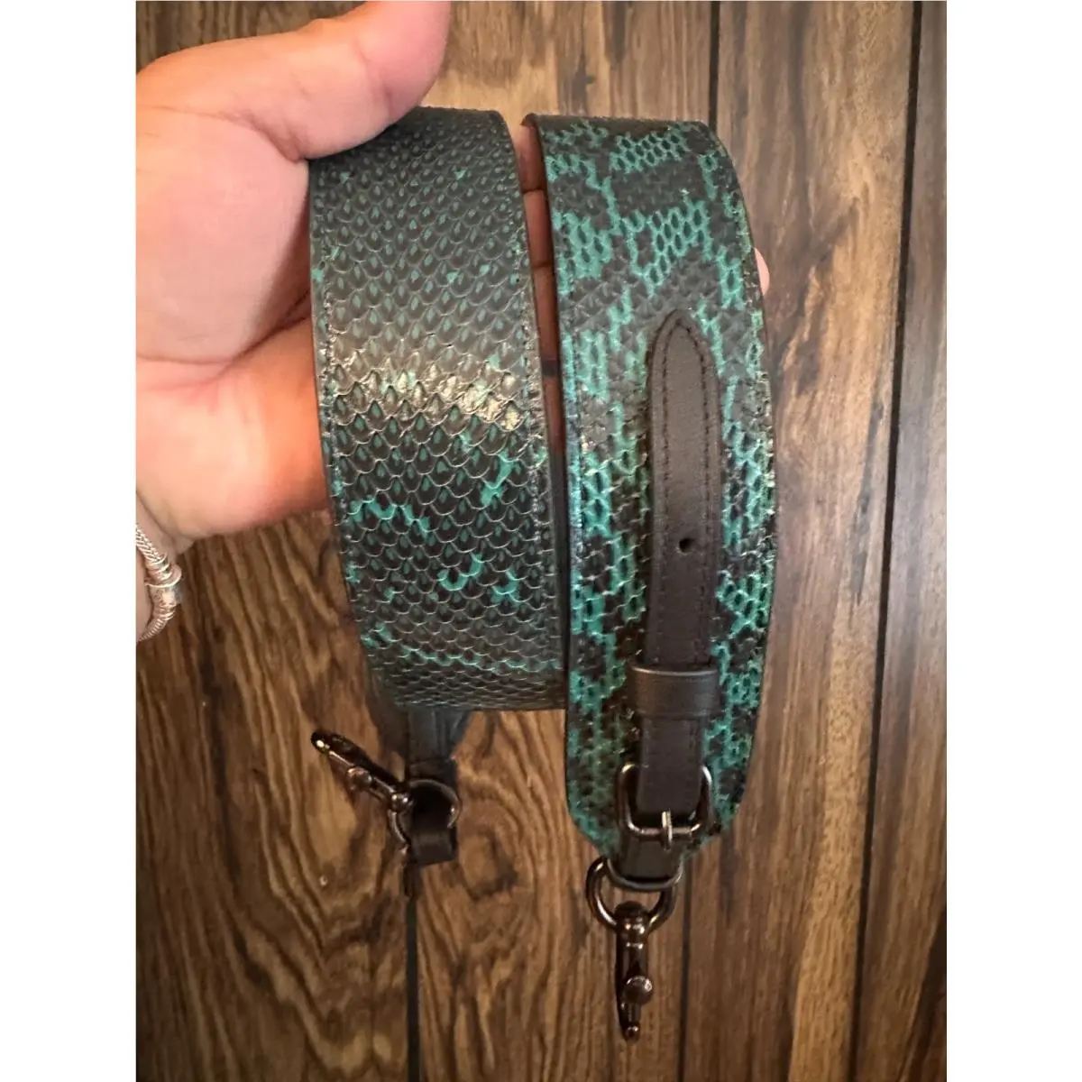 BN  Novelty Guitar Strap Sig Floral Solid Leather Canvas Bag Strap 89324 Novelty Strap In Genuine Snakeskin by Coach
