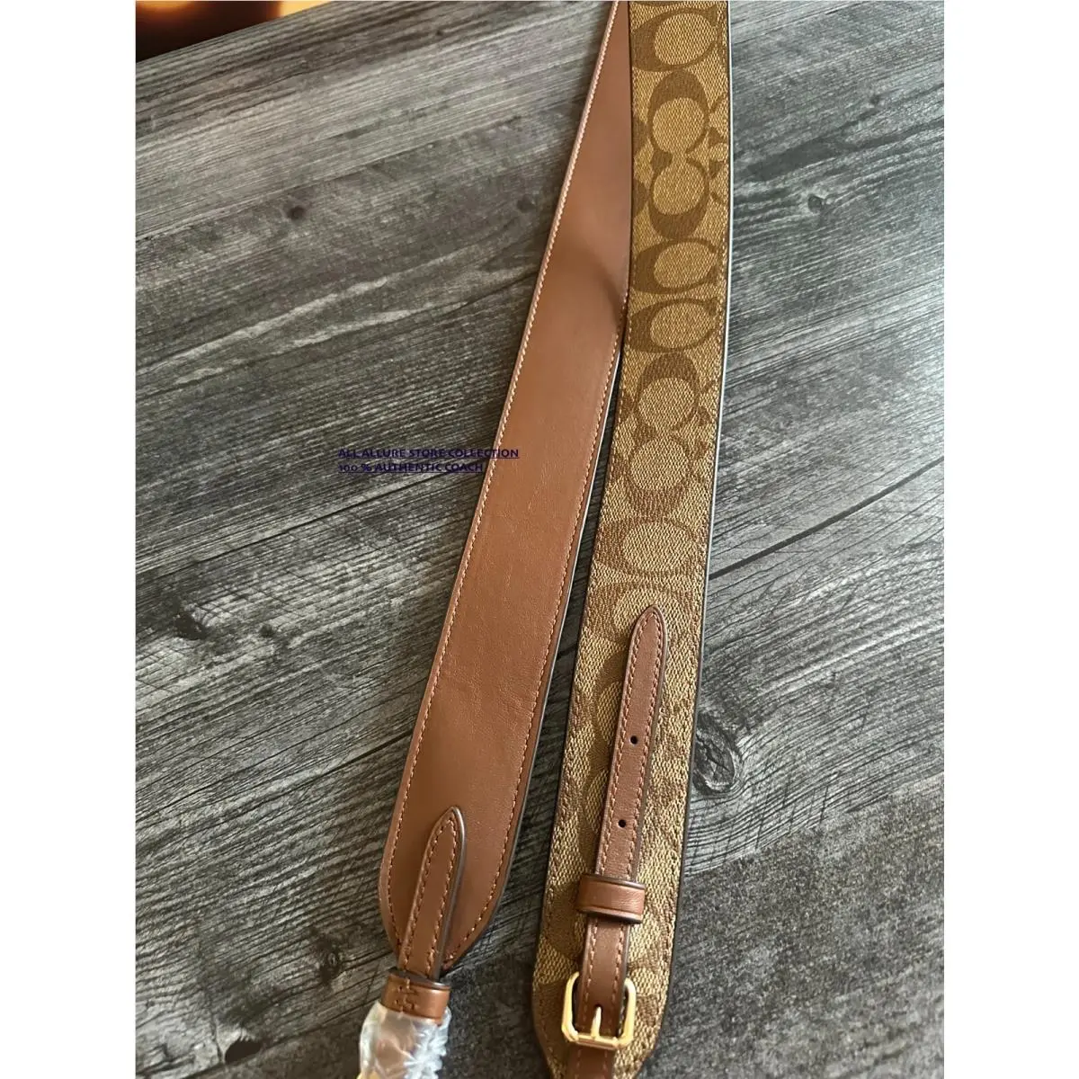 BN  Novelty Guitar Strap Sig Floral Solid Leather Canvas Bag Strap CC856 SIGNATURE KHAKI MULTI by Coach