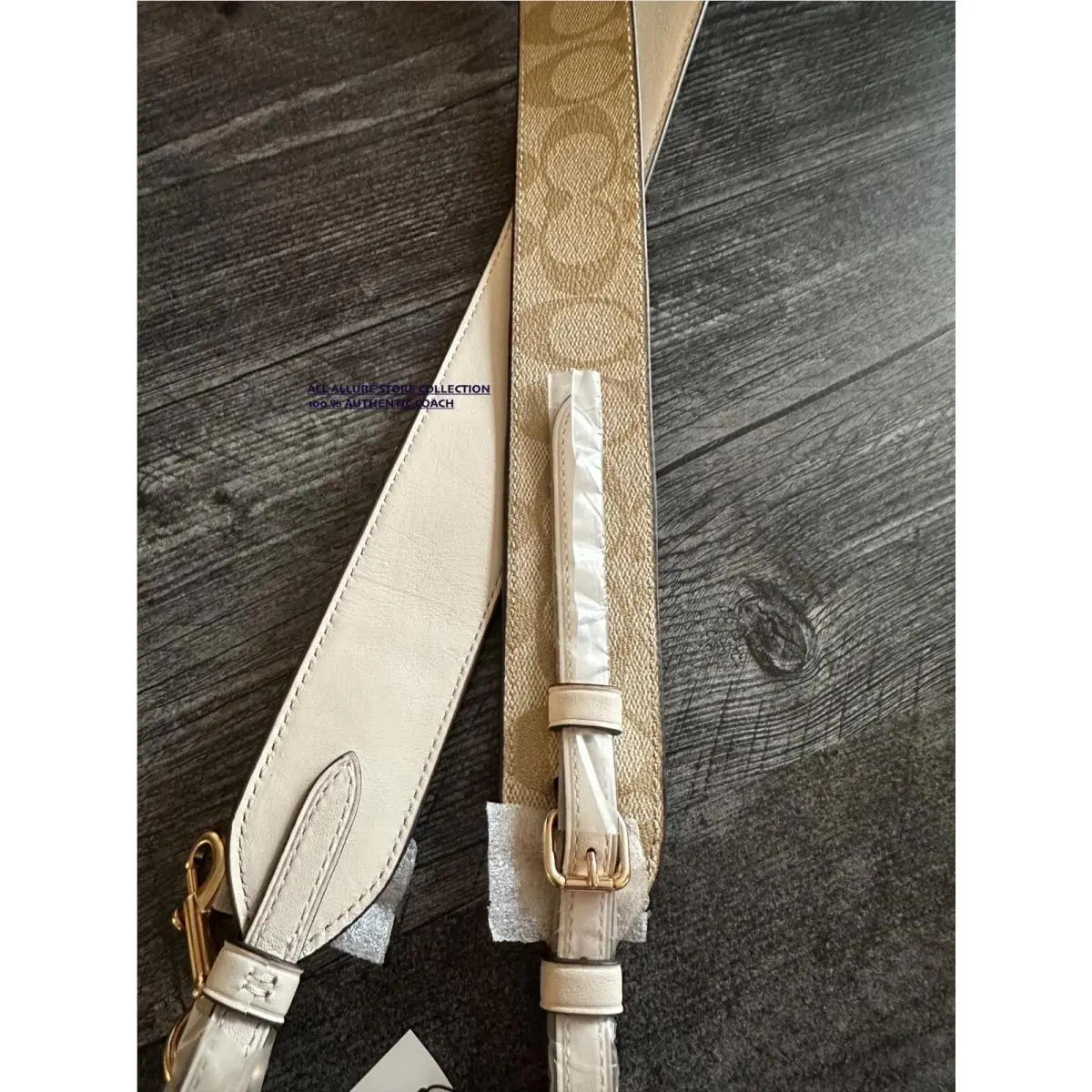 BN  Novelty Guitar Strap Sig Floral Solid Leather Canvas Bag Strap CC856 SIGNATURE LIGHT KHAKI CHALK MULTI by Coach