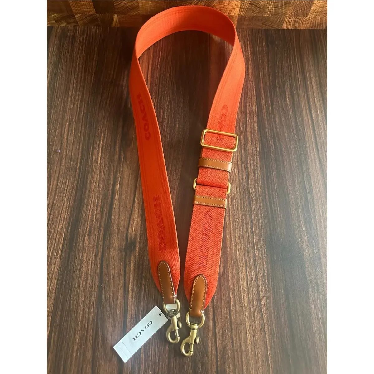 BN  Novelty Guitar Strap Sig Floral Solid Leather Canvas Bag Strap Webbing Strap Crossbody Brass/Orange Rust Multi CK by Coach