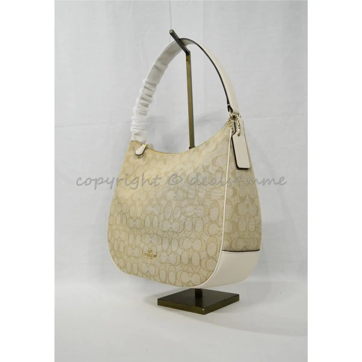 F29959 Zip Shoulder Bag in Signature Jacquard Hobo/shoulder Bag Light Khaki/Chalk/Light Gold by Coach