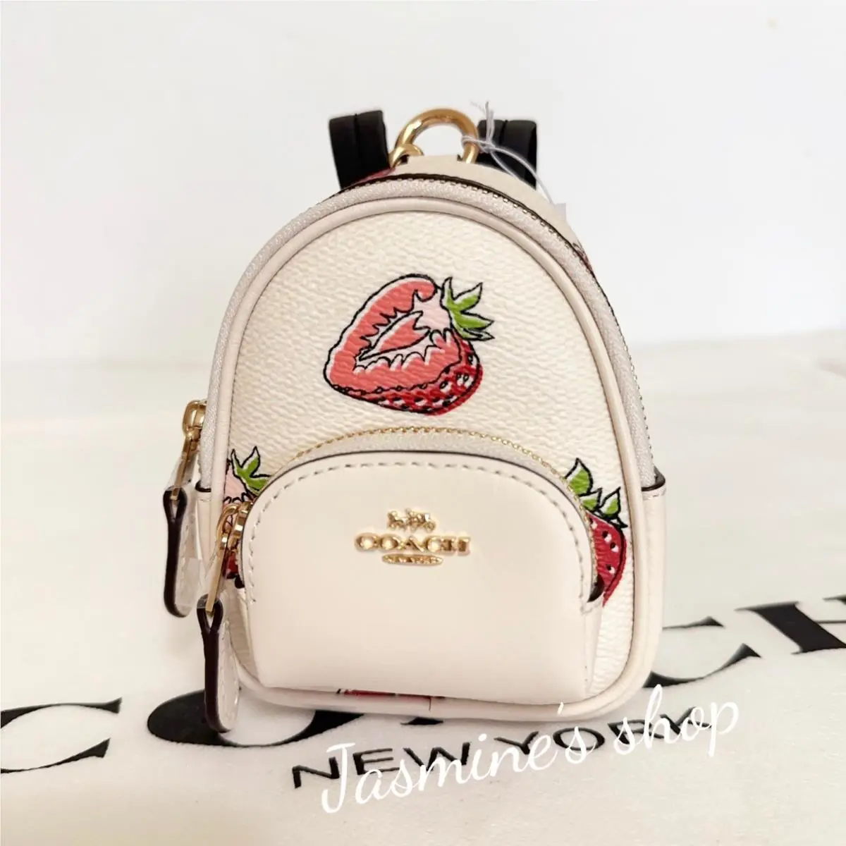 Mini Nolita /backpack Charm In Signature with CAA68/CZ082/CBK67/CW426 CAO93/strawberry backpack/chalk multi by Coach