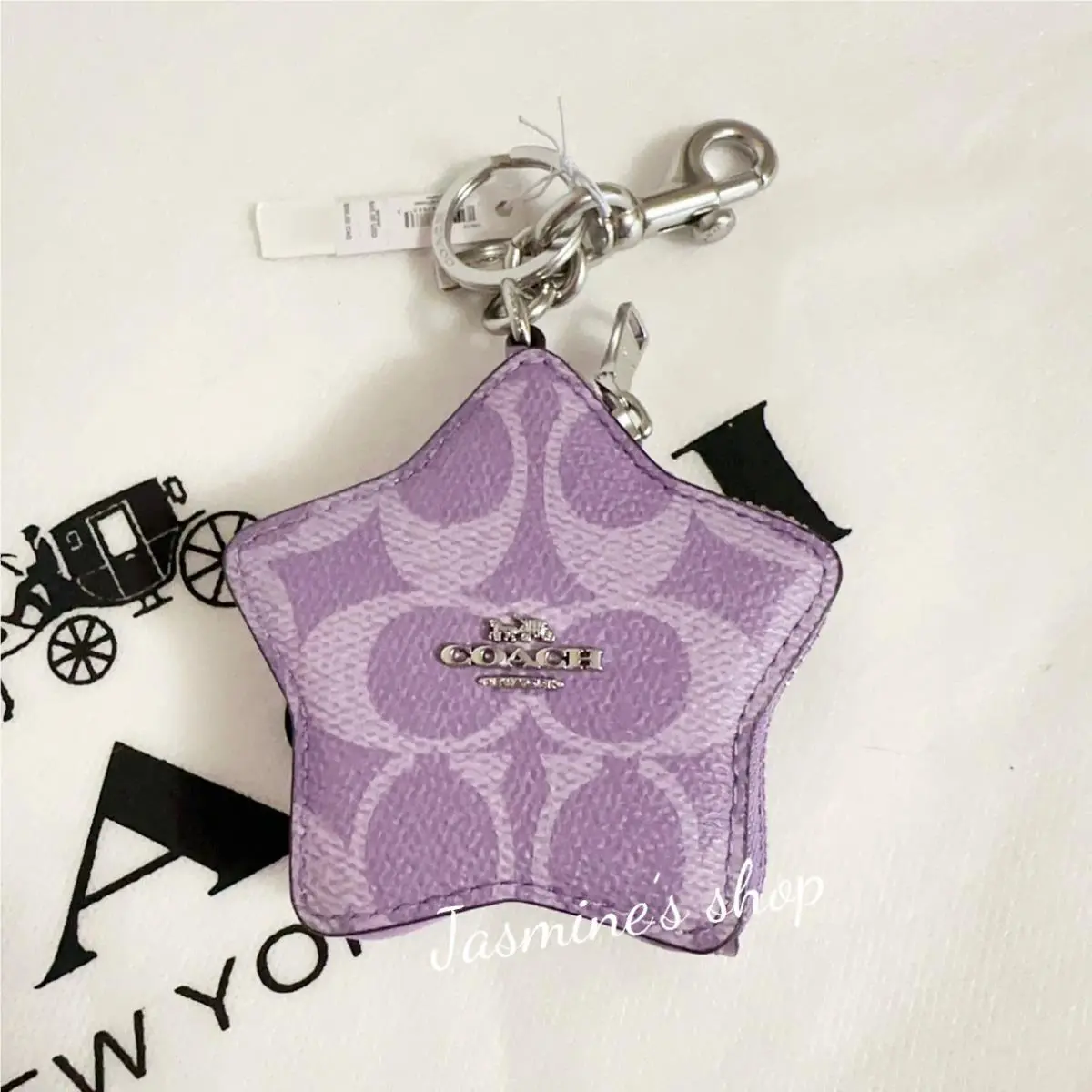 Mini Nolita /backpack Charm In Signature with CAA68/CZ082/CBK67/CW426 CBL12/star charm/silver/Iris by Coach