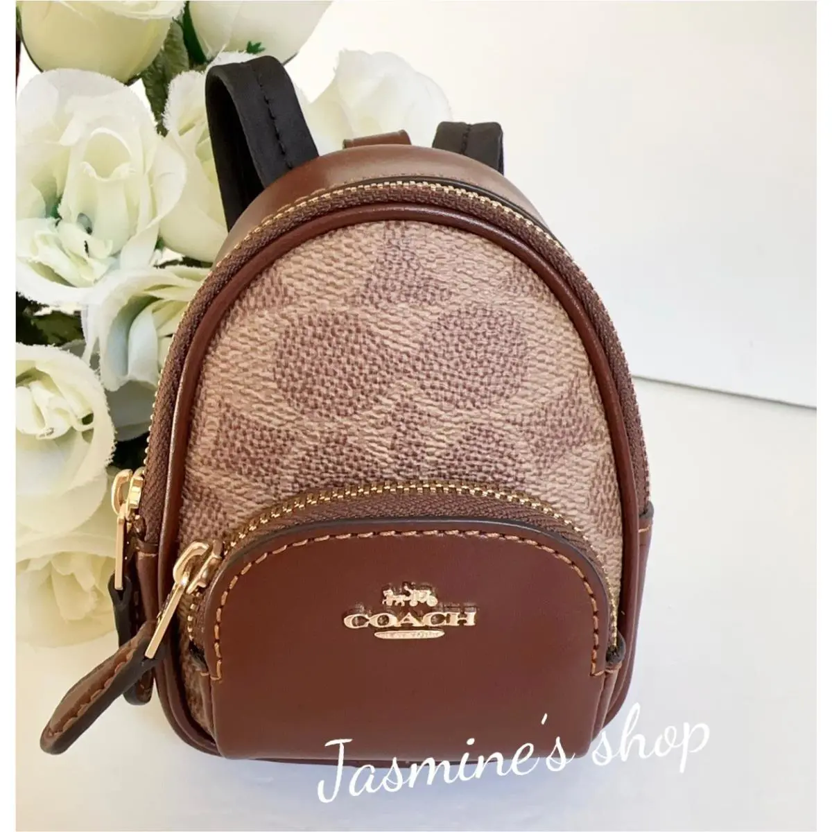 Mini Nolita /backpack Charm In Signature with CAA68/CZ082/CBK67/CW426 CX066/Gold/Tan/Brown by Coach