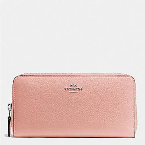 Signature Leather Checkbook Zip Top Wallet Blush/SV by Coach