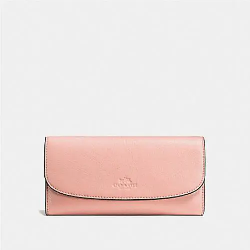 Signature Leather Checkbook Zip Top Wallet Blush by Coach