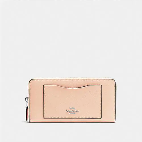 Signature Leather Checkbook Zip Top Wallet Light Pink by Coach