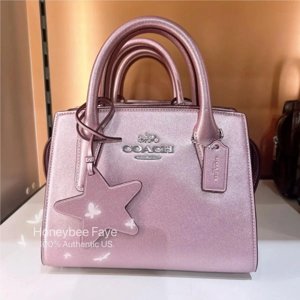 Andrea Carryall Bag In Signature Jacquard/ Canvas CP081/CR105/CT766 CW024 Silver/Metallic Pink by Coach