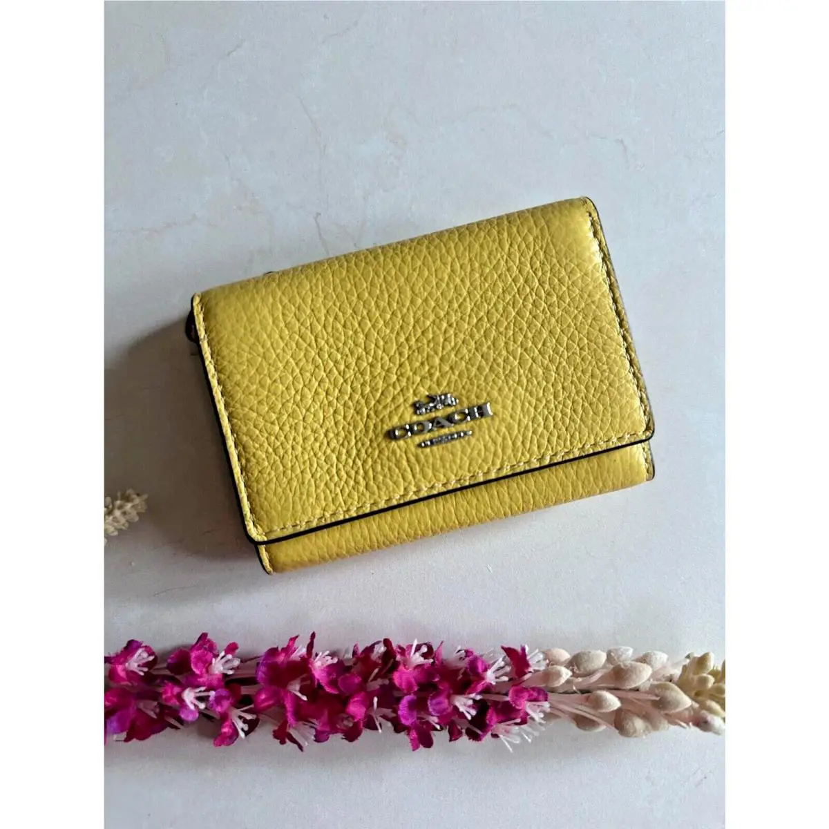 Small Snap Wallet Black Retro Yellow Tulip Poppy Blue Brown Redwood Denim Silver/Retro Yellow by Coach
